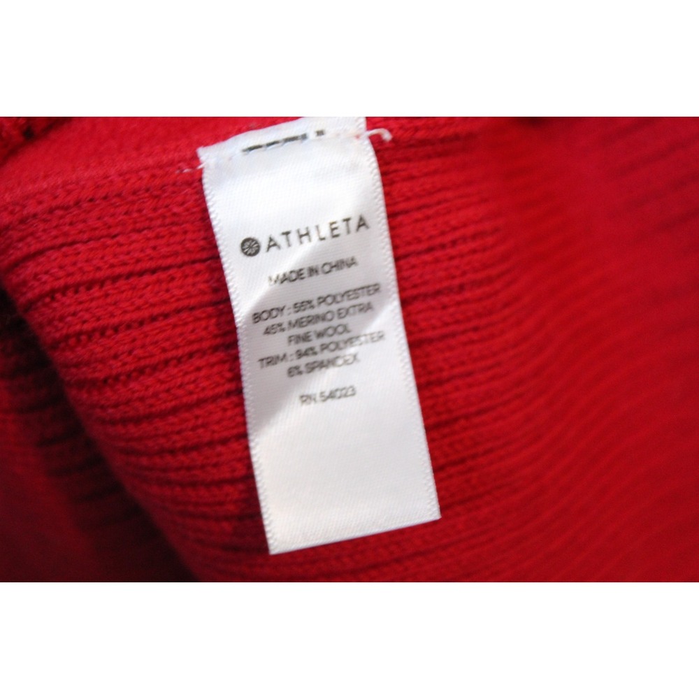 ✨2/$20 Athleta Mesa Sweater Wool Blend Radiant Red Small Raglan Ribbed Crew - Picture 8 of 11